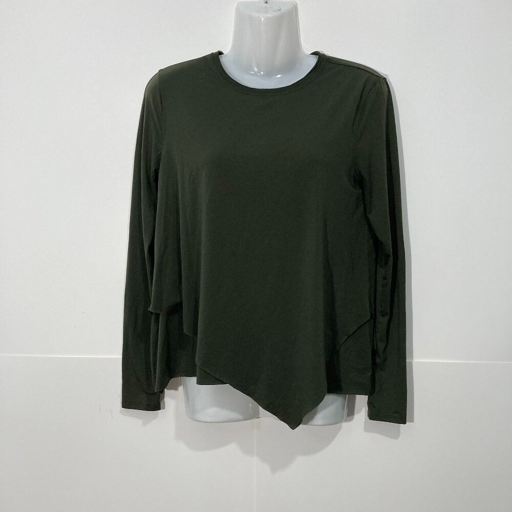 LULULEMON Womens Long Sleeve Green Asymmetrical Scoop Neck Top Layered Size 2